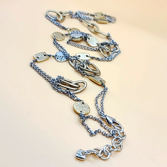 Brighton "DECO STYLE" Textured Gold & Deco Lace Hearts XL Layering Neck! - Picture 9 of 13